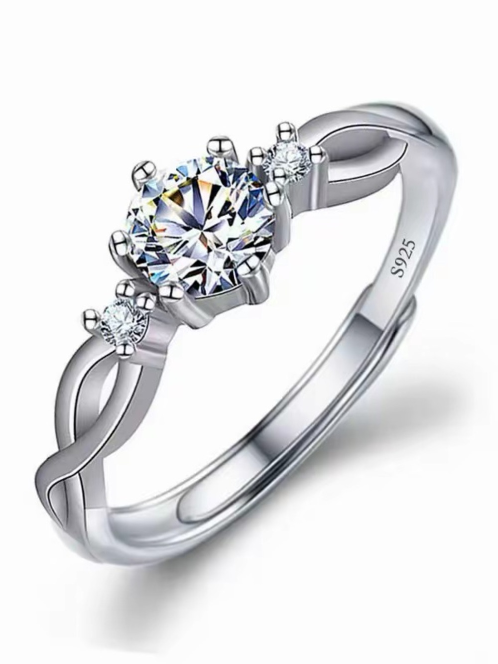 Sterling Silver White Cubic Zirconia Engagement Ring